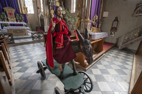 Palmesel decorated for the Palmesel procession, tradition since the 18th century, Parish Church of