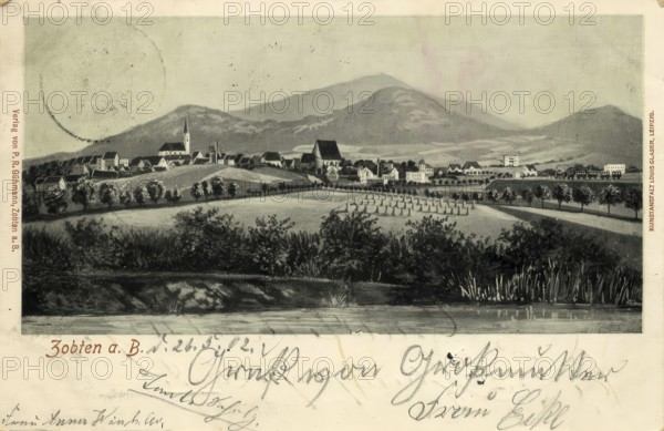 Historical postcard, picture postcard, Zopten a.B., Thuringia, Germany, digitally enhanced