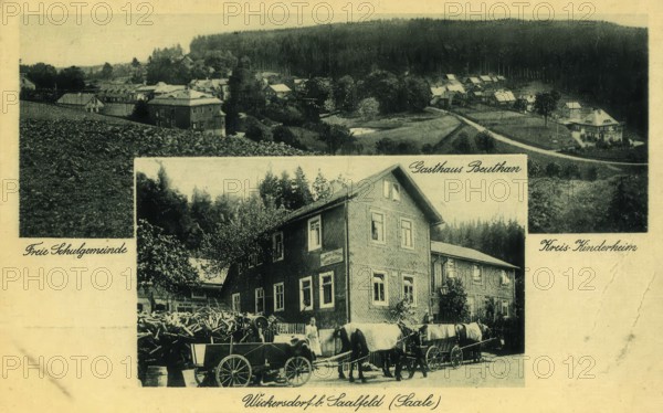 Historical postcard, picture postcard, Wickersdorf near Saalfeld an der Saale, Thuringia, Germany,
