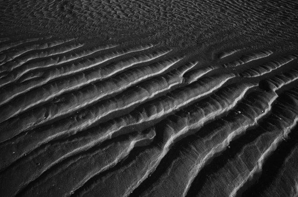 Sand ripples, wavy lines in the sand, structure, sandy beach, Meia Praia beach, Lagos, Atlantic