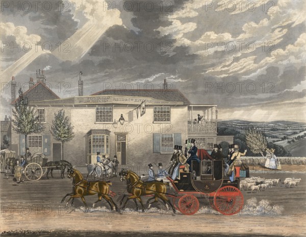 A view of Highgate Road around 1845, London, England, Historical, digitally restored reproduction