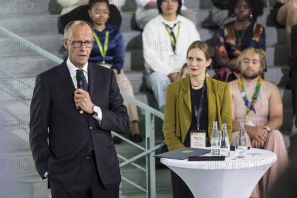 Friedrich Merz (CDU), Chancellor of the Federal Republic of Germany, at the opening statement for