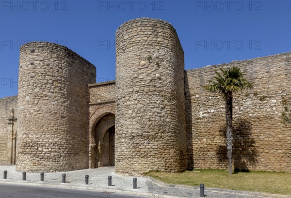 City wall with Almocabar city gate from the 13th century, Ronda, Province of Málaga, Andalusia,