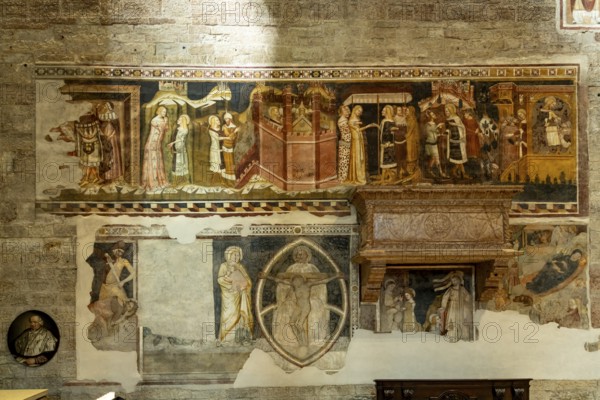 Frescoes in the interior of Trento Cathedral or San Vigilio Cathedral, Trento, Trentino, Italy,