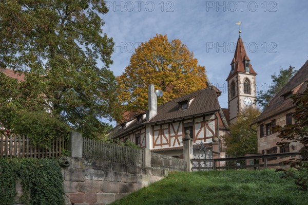 Detail of the Haller castle, already mentioned around 1200, behind the church of St Nicholas and St