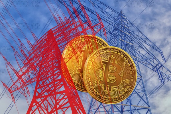 Symbolic image, Bitcoin questionable due to extreme energy consumption, nonsensical electricity