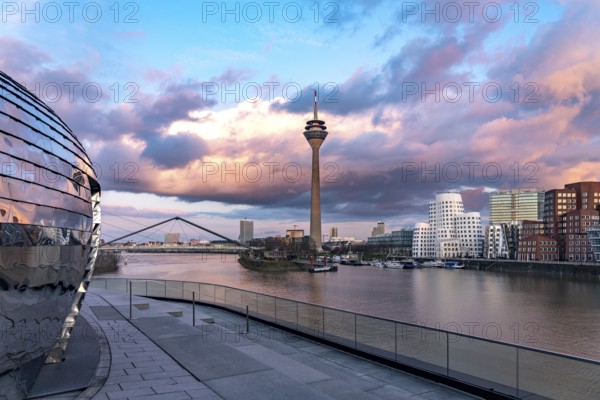 View from the terrace of the Hyatt Hotel of the Gehry buildings - Neuer Zollhof at the Media
