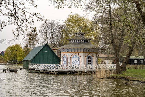 The Chinese Pavilion on Lake Zierker See in Neustrelitz, Mecklenburg Lake District,