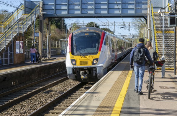 British Rail Class 720 Bombardier Aventra Electric Multiple Unit passenger train at Marks Tey