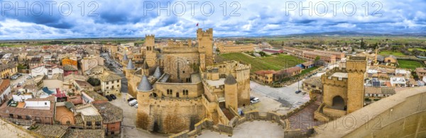 Panoramic view of the medieval royal palace of olite, a stunning example of gothic architecture,