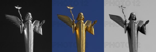 The Golden Angel by Fritz Bartsch-Hofer on the roof of the Engel pharmacy in Giessen, graphic