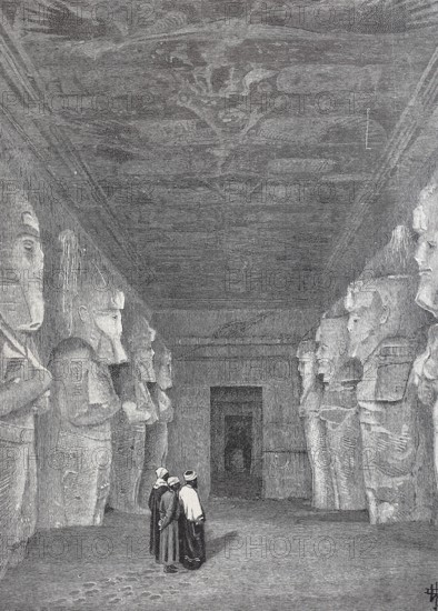 The first hall in the temple of Abu Simbel, 1890, Egypt, digital reproduction of an original 19th