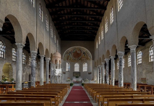 Interior of the early medieval church of Sant'Eufemia from the second half of the 4th century,