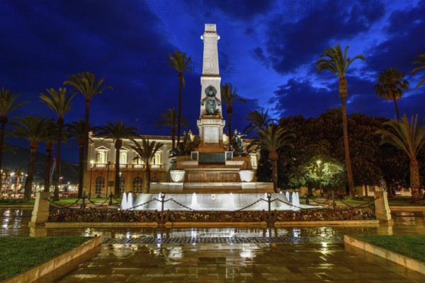 Monument to the Heroes of Santiago de Cuba and Cavite, blue hour, Cartagena, Region of Murcia,