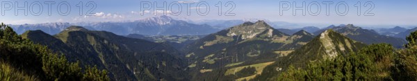 Panoramic view, mountain landscape, view from the summit of Gruberhorn to Regenspitz and
