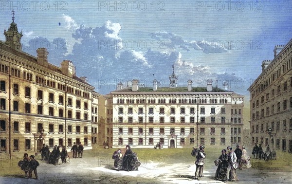 Peabody Square in the Borough of Islington, London, 1869, England, Historic, digitally restored