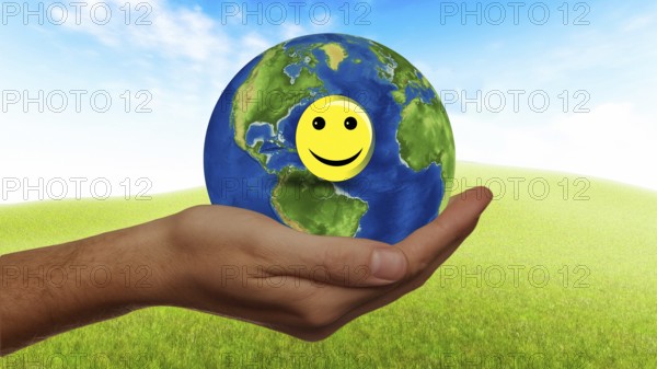Symbolic image, smiley face for Europe, world, Germany, Bundestag, new government 2025, sign with a