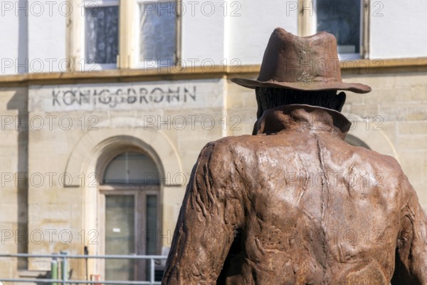Georg Elser memorial at Königsbronn railway station. The statue by Friedrich Frankowitsch shows the
