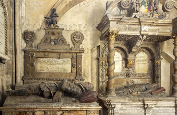 Sir Henry Newton d 1599, Sir John Newton d 1661 tomb monuments, Bristol cathedral church, Bristol,