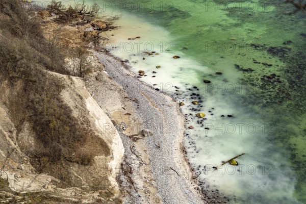 The famous chalk cliffs on the Baltic Sea coast in Jasmund National Park, Ruegen Island,