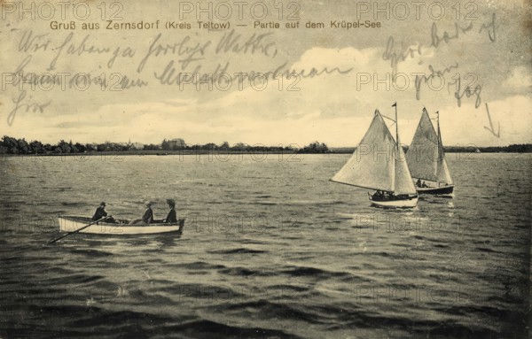Historical postcard, picture postcard, Zernsdorf, district Teltow, Krüpel-See, Brandenburg,