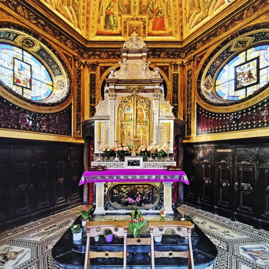 Interior view of the Chapel of Grace in Kevelaer, Lower Rhine, North Rhine-Westphalia, Germany,