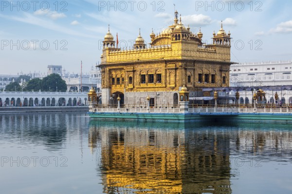 Sikh gurdwara Golden Temple (Harmandir Sahib) . Holy place of Sikihism. Amritsar, Punjab, India,