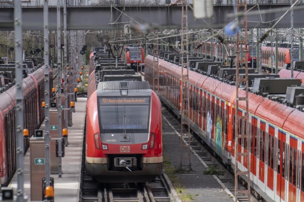 Local trains, suburban trains, waiting for the next service, in a railway depot at the main station