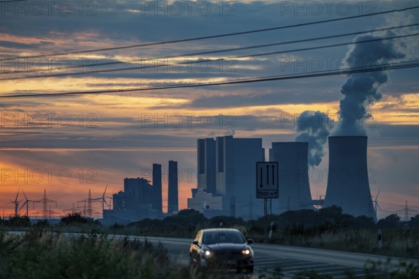 The RWE lignite-fired power plant Neurath, near Grevenbroich, Germany, largest German coal-fired