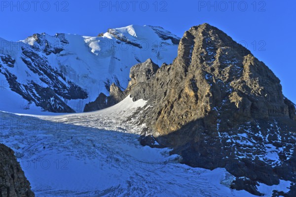 Blüemlisalphorn summit above the Blüemlisalp glacier, Kandersteg, Bernese Oberland, Switzerland,