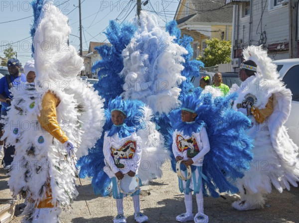 New Orleans, Louisiana - The Mardi Gras Indians' Super Sunday parade. African-Americans create