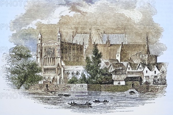 Houses of Parliament London England View from the river in the time of John Hampden 1594, 1643 From