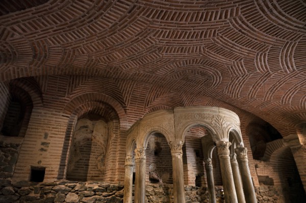Interior view of the crypt ceiling, remains of the Roman baths, Hagios Demetrios church, also known