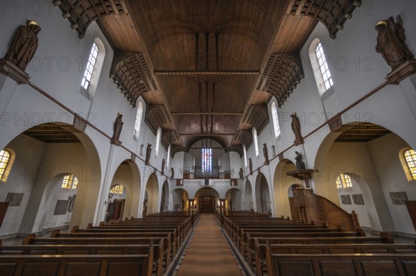 Interior with wooden vault of St Otto's Church, built from 1912 to 1914 in Art Nouveau style,