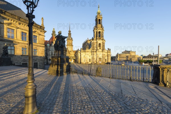 View from Brühl's Terrace of St George's Gate, Hausmann Tower, Court Church and Semper Opera House