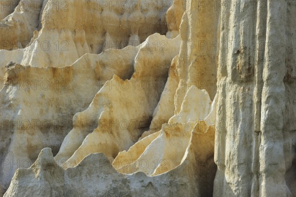 Strange rock formations created by water erosion at the Orgues d'Ille-sur-Têt in the