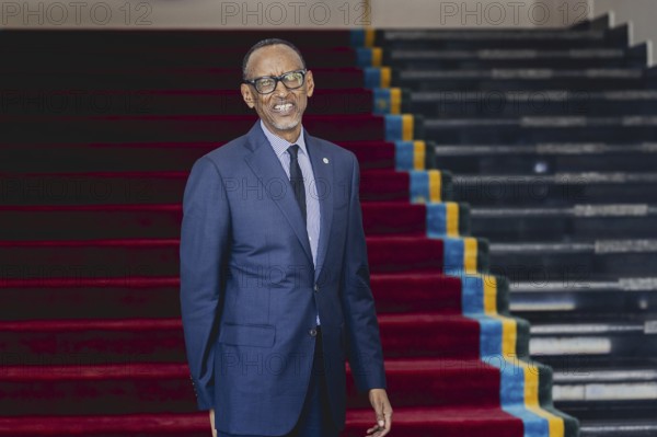 Paul Kagame, President of Rwanda, pictured during a joint meeting with Annalena Bärbock (not