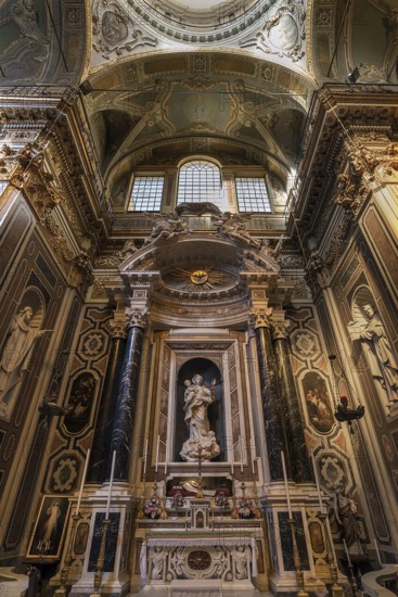 Marian altar in the Chiesa dei Santi Vittore e Carlo, built in 1650, Via Balbi, 7, Genoa, Italy,