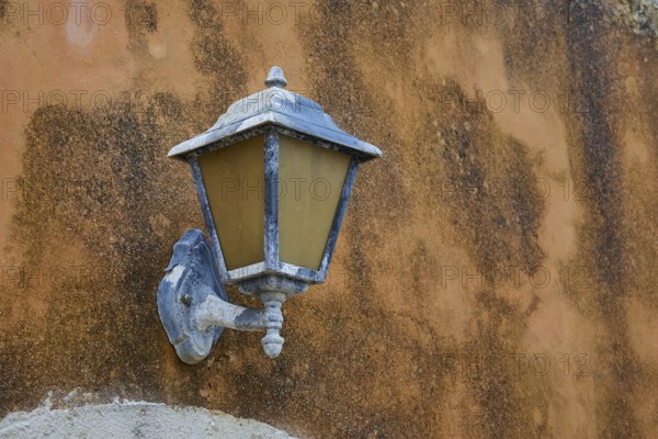 Weathered lantern, wall, detail, Arkadi, Orthodox Monastery, National Monument, Rethimnon Province,