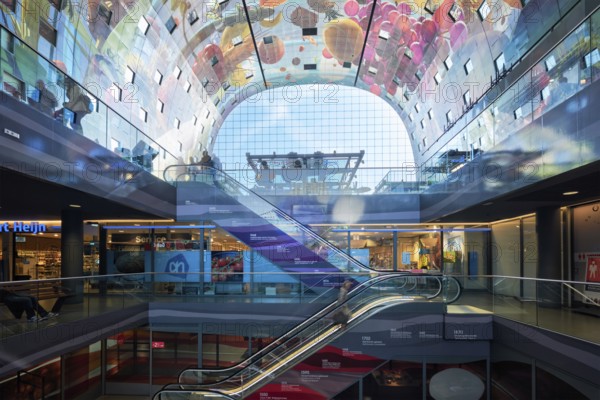 ROTTERDAM, THE NETHERLANDS, MAY 11, 2017: Interior view of the Market Hall (Markthaal) residential