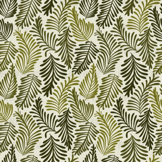 Stylized fern leaves seamless pattern, vector template