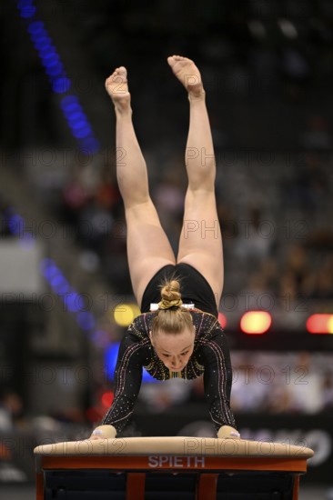 Lisa Vaelen BEL Vault Action Gymnastics, EnBW DTB-Pokal, Porsche-Arena, Stuttgart,