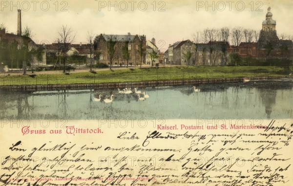 Historical postcard, picture postcard, Witttstock Dosse, Brandenburg, Germany, digitally enhanced