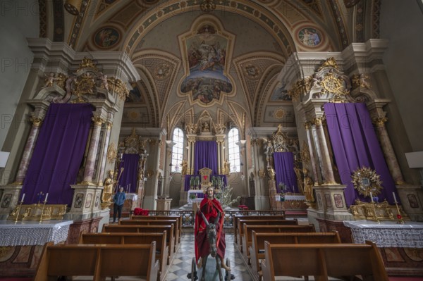 Palmesel decorated for the Palmesel procession, tradition since the 18th century, Parish Church of