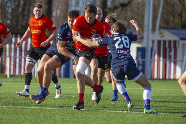 Rugby: Germany against MKS Pogon Awenta Siedlce, Poland in Heidelberg (test match of the German
