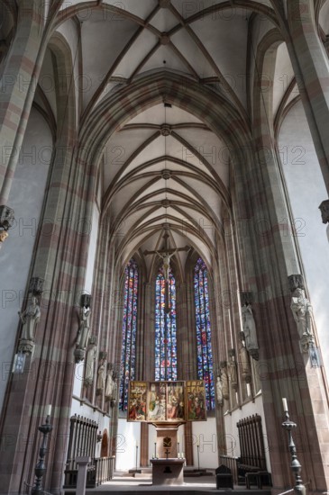 Chancel of the Gothic St Mary's Chapel, Marktplatz 9, Würzburg, Lower Franconia, Bavaria, Germany,