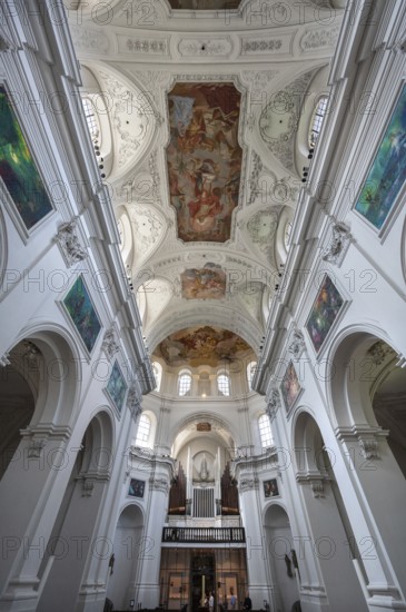 Decorative vault with organ loft, St Kilian's Cathedral, detail, Würzburg, Lower Franconia,