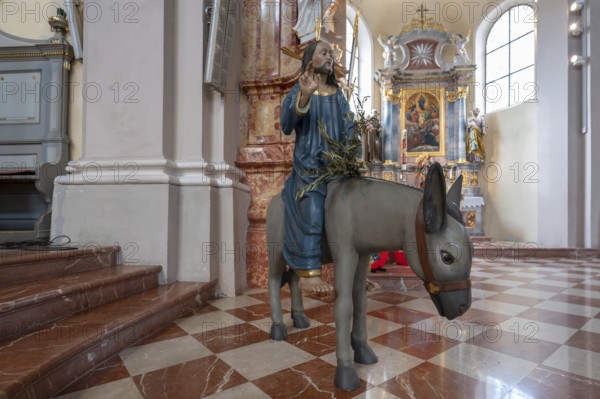 New copy of the Palmesel, formerly 16th century, in St Nicholas Church, Tannheim, district of