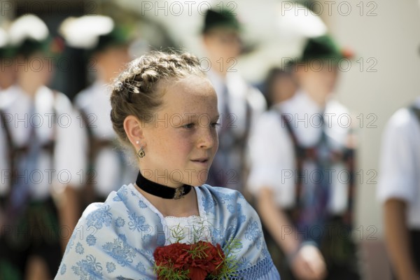 Traditional traditional costume parade, Garmisch-Partenkirchen, Werdenfelser Land, Upper Bavaria,