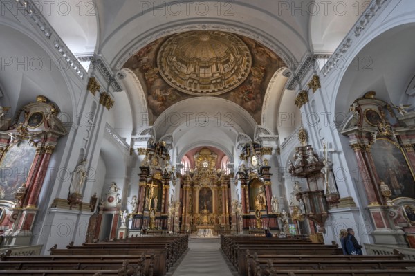 Chancel with painted false dome, Baroque church of St Martin, built in 1668, Grüner Markt, Bamberg,